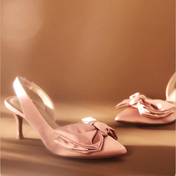 New Seychelles BHLDN Anthropologie Neve 6 & 8.5 Pink Bow Satin Slingback 
Bridal - Picture 6 of 8